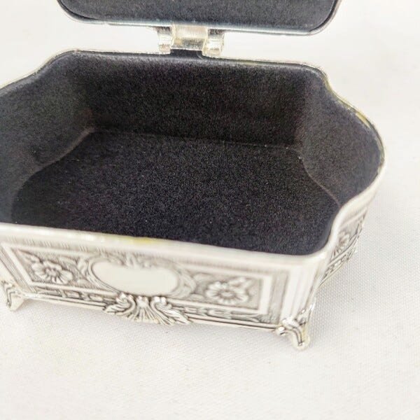 Porta Joia Metal Prata 5x10x6cm Floral Enfeite Decorativo - 5