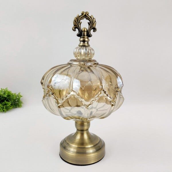 Potiche Bomboniere Pote Peça Decorativa Âmbar 34x20cm - 2