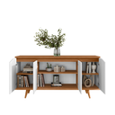 Ver imagem 2 de Buffet Aparador 4 Portas Sala de Estar Jantar Pé Madeira Off White / Cedro