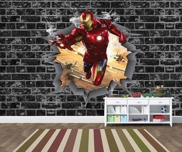 Papel de Parede 3D Vingadores Tijolos 0026 - 1