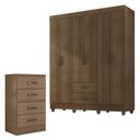 Ver imagem 1 de Guarda Roupa Casal 6 Portas e Cômoda 4 Gavetas Lite Carvalho Oak - Móveis Leão