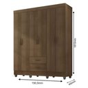 Ver imagem 2 de Guarda Roupa Casal 6 Portas e Cômoda 4 Gavetas Lite Carvalho Oak - Móveis Leão