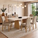 Ver imagem 1 de Conjunto Sala de Jantar 6 Lugares Retangular Tampo MDF 160x80cm Mesa Lyra e Cadeiras Carol