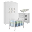 Ver imagem 1 de Quarto de Bebê New Selena 4 Portas com Berço Lila e Cômoda Selena Branco Brilho e Colchão Gazin – Ca