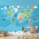Ver imagem 1 de Papel de Parede Infantil Adesivo 3D Mapa Mundi 0017