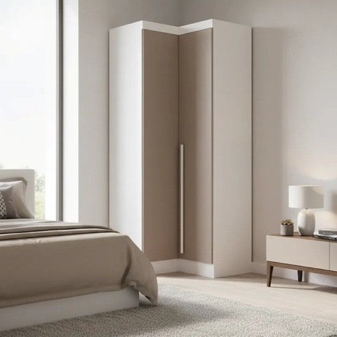 Móveis para Quarto Módulo Canto Reto 2 Porta Infinity Branco/Line/Duna
