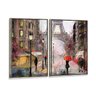 Kit 2 Telas Canvas com Moldura Paris Torre Eiffel Pintura Abstrata Metalizado - Médio - 1