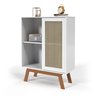Aparador Buffet Porta de Correr Rattan Pés em Madeira Branco - 2