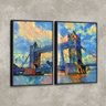 Kit 2 Telas Canvas com Moldura Pintura London Bridge Preto - Grande - 2