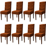 Kit 8 Cadeiras Sala de Jantar Estofadas Eloísa Veludo Terra Cota (liz Maria) - 1