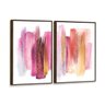 Kit 2 Telas Canvas com Moldura Pincel Rosa Maquiagem Madeira - Médio - 1