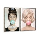 Ver imagem 1 de Kit 2 Telas Canvas com Moldura Audrey Hepburn e Marilyn Monroe Metalizado - Médio