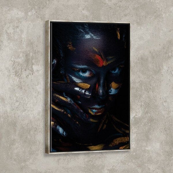 Tela Canvas com Moldura Mulher Traços de Pintura - 2