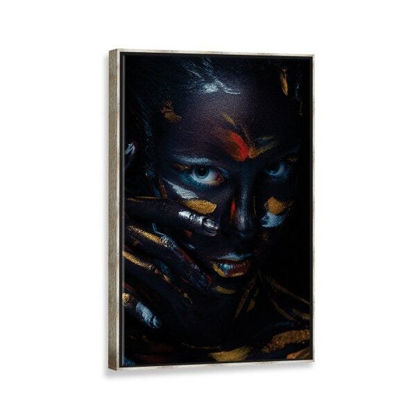 Tela Canvas com Moldura Mulher Traços de Pintura - 1
