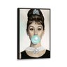 Tela Canvas com Moldura Audrey Hepburn Chiclete Preto - Grande - 1