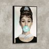 Tela Canvas com Moldura Audrey Hepburn Chiclete Preto - Grande - 2