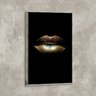 Tela Canvas com Moldura Lábios Gold Metalizado - Grande - 2