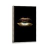 Tela Canvas com Moldura Lábios Gold Metalizado - Grande - 1