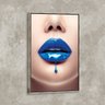 Tela Canvas com Moldura Lábios Azul Metalizado - Grande - 2