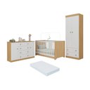 Ver imagem 1 de Quarto de Bebê Completo Berço Americano 3 em 1 Colchão Encanto Multimóveis Mp4609 Madeirado/