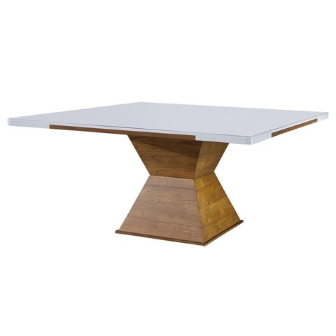 Mesa de Jantar Quadrada com Aplique no Tampo - Elite-1,35 x 1,35 metros - Requinte Salas