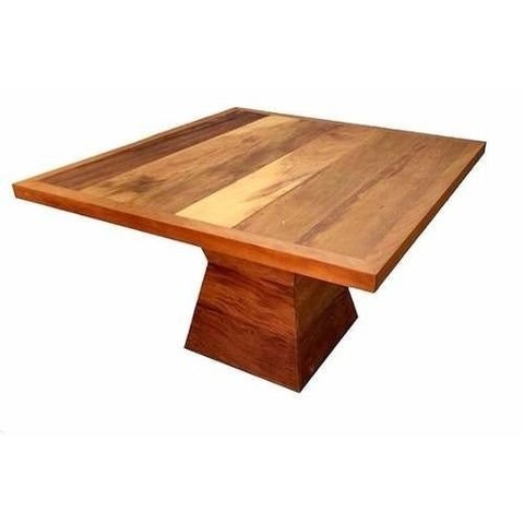 Mesa Quadrada de Peroba Rosa com Base Triangular:Comp150xAlt80xLarg150/Marrom