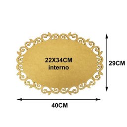 Kit com 3 Molduras em Mdf Oval Lisa Arabesco Tamanho:40x29cm Cod:kitplm009 - 2
