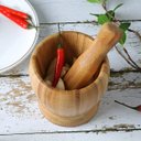 Ver imagem 3 de PILAO DE BAMBU GRANDE COM SOCADOR AMASSADOR ALHO NATURAL