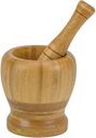 Ver imagem 4 de PILAO DE BAMBU GRANDE COM SOCADOR AMASSADOR ALHO NATURAL