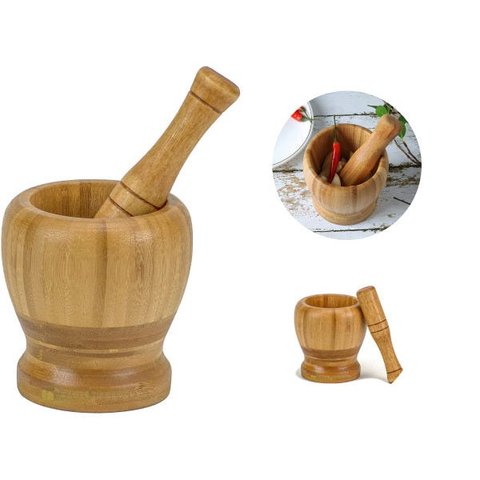 PILAO DE BAMBU GRANDE COM SOCADOR AMASSADOR ALHO NATURAL