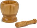 Ver imagem 2 de PILAO DE BAMBU GRANDE COM SOCADOR AMASSADOR ALHO NATURAL