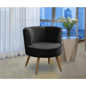 Poltrona Para Sala Decorativa Isadora Suede Preto Madelina Decor