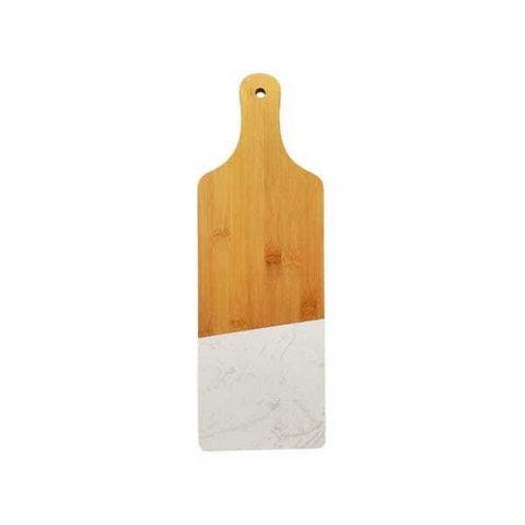 Tabua para servir em Bambu e Mármore Branco 45 cm
