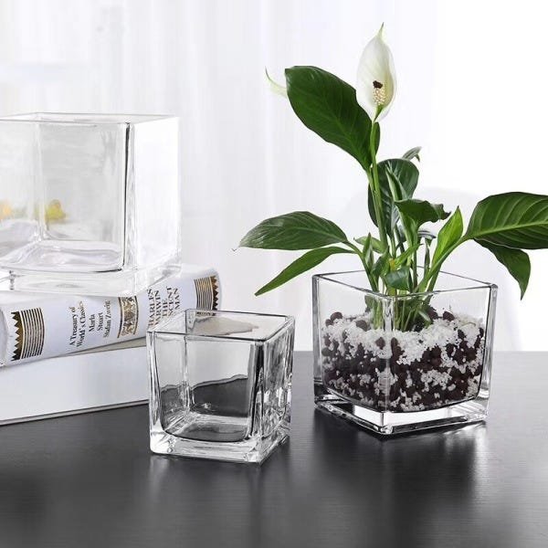 Vaso de Vidro Luxo Quadrado Cristal 15x15cm 1013 - 9