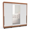Ver imagem 2 de Roupeiro Madri 3 Portas de Correr com Espelho 217x213cm Branco/Freijó 250831