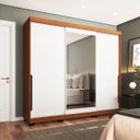 Ver imagem 1 de Roupeiro Madri 3 Portas de Correr com Espelho 217x213cm Branco/Freijó 250831