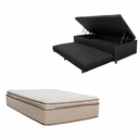 Ver imagem 1 de Cama Box Baú Solteiro Bicama + Colchão Cloud 32 cm Corino Preto sem Cabeceira