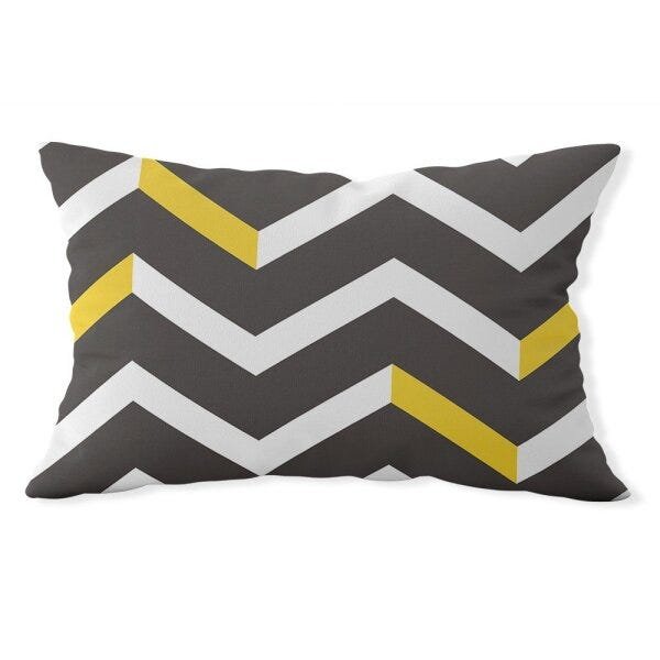 Capa de Almofada Baguete Own Chevron Preta e Branca - 45x32 cm - 1