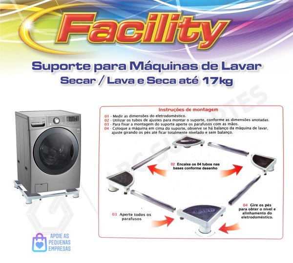 Suporte para Máquina de Lavar/ Secar / Lava e Seca Facility 12 à 17kg - 4