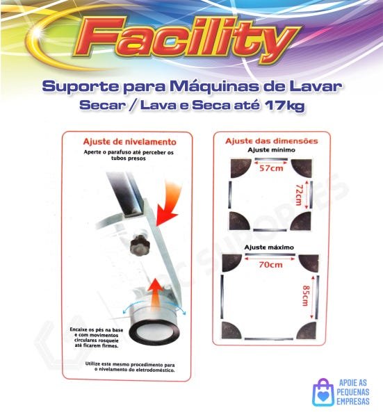 Suporte para Máquina de Lavar/ Secar / Lava e Seca Facility 12 à 17kg - 5