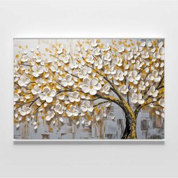 Quadro Decorativo Árvore da Vida White Flower Flor Branca e Amarela Sala Quarto Casa Escritório - 4