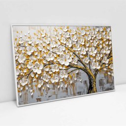 Quadro Decorativo Árvore da Vida White Flower Flor Branca e Amarela Sala Quarto Casa Escritório - 3