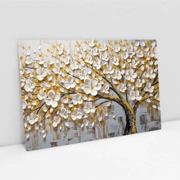 Quadro Decorativo Árvore da Vida White Flower Flor Branca e Amarela Sala Quarto Casa Escritório - 7