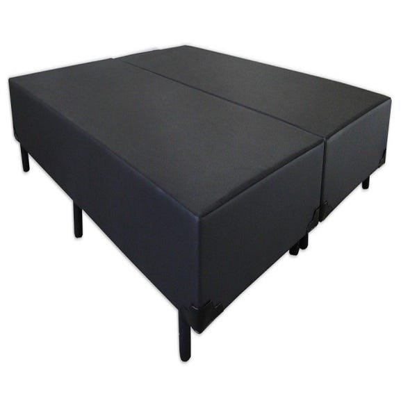 Base Cama Box Bipartido Premium Corino Preto Casal 138x188x32