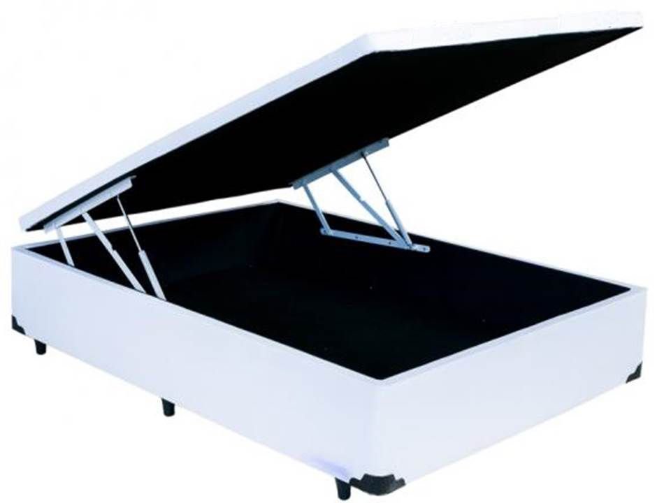 Cama Box Baú Solteirão 110x188x0,40 Inteiriço Premium Corino Branco - 2