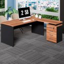 Ver imagem 1 de Mesa em L com Gaveteiro Organizador 4 Gavetas MDP 150cm Nogal com Preto F5 Office