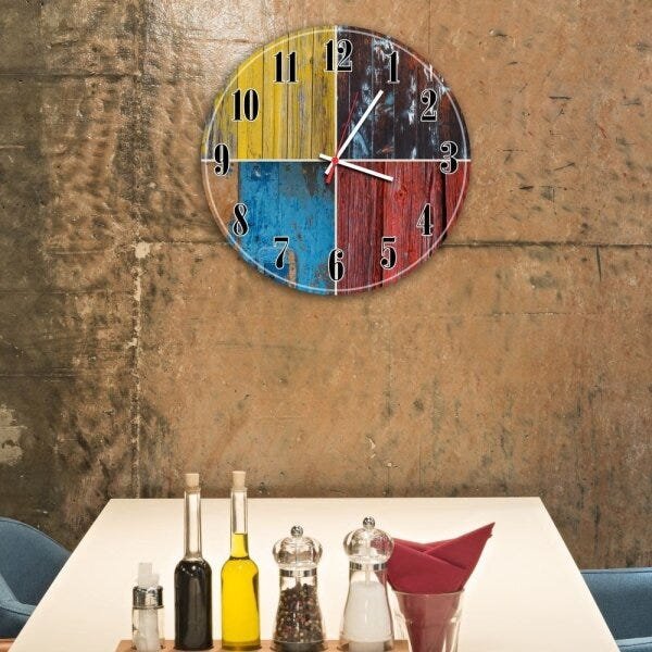 Relógio de Parede Decorativo Vintage Colorido Pátina 35cm - 2