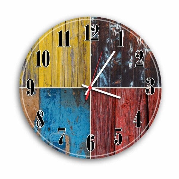 Relógio de Parede Decorativo Vintage Colorido Pátina 35cm - 1