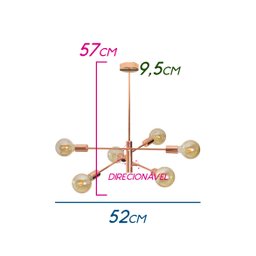 Lustre Pendente Moderno Ouro 3 Hastes 6E27 - 2
