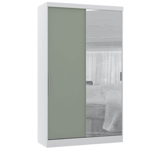 Guarda Roupa Modulado 134,50cm 2 Portas de Correr com Espelho Alpes Luciane Móveis